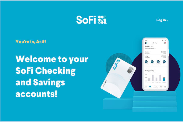 Screenshot of the SoFi welcome email