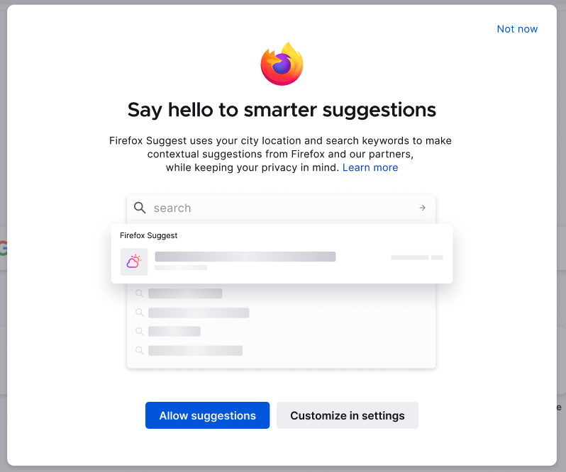 Firefox Suggest opt-in