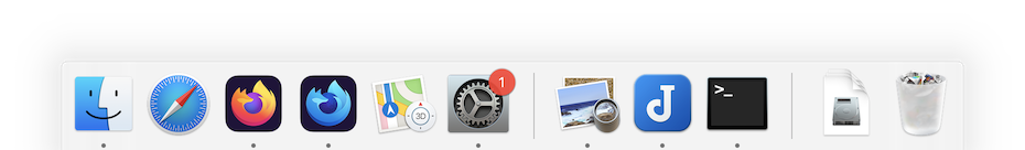 Screenshot of macOS dock showing Firefox and Firefox Developer Edition