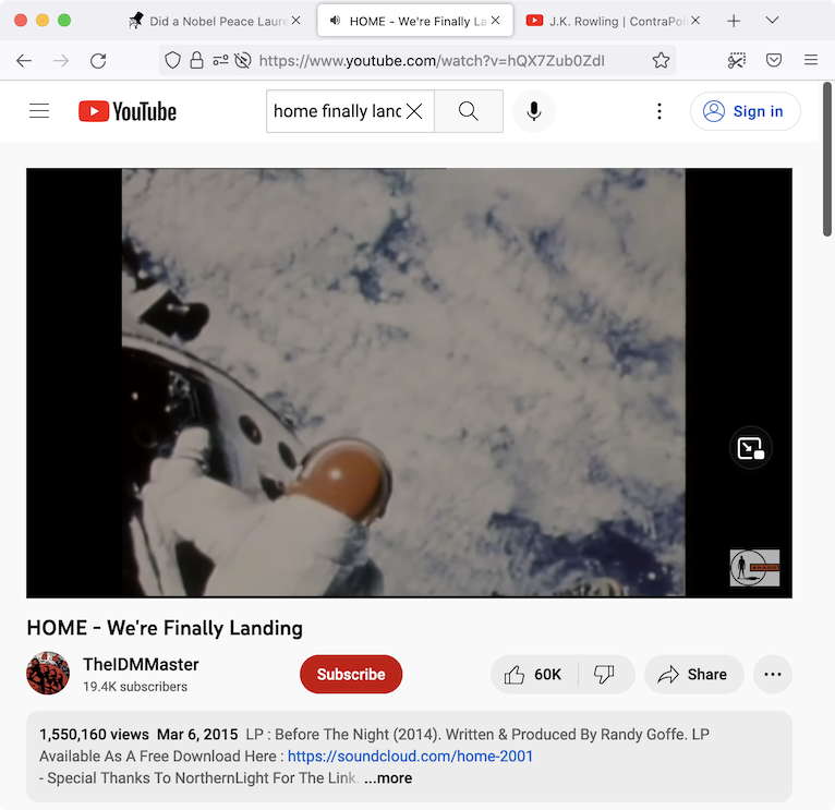 Screenshot of Firefox on YouTube with a PiP icon overlaid on the right side of a video
