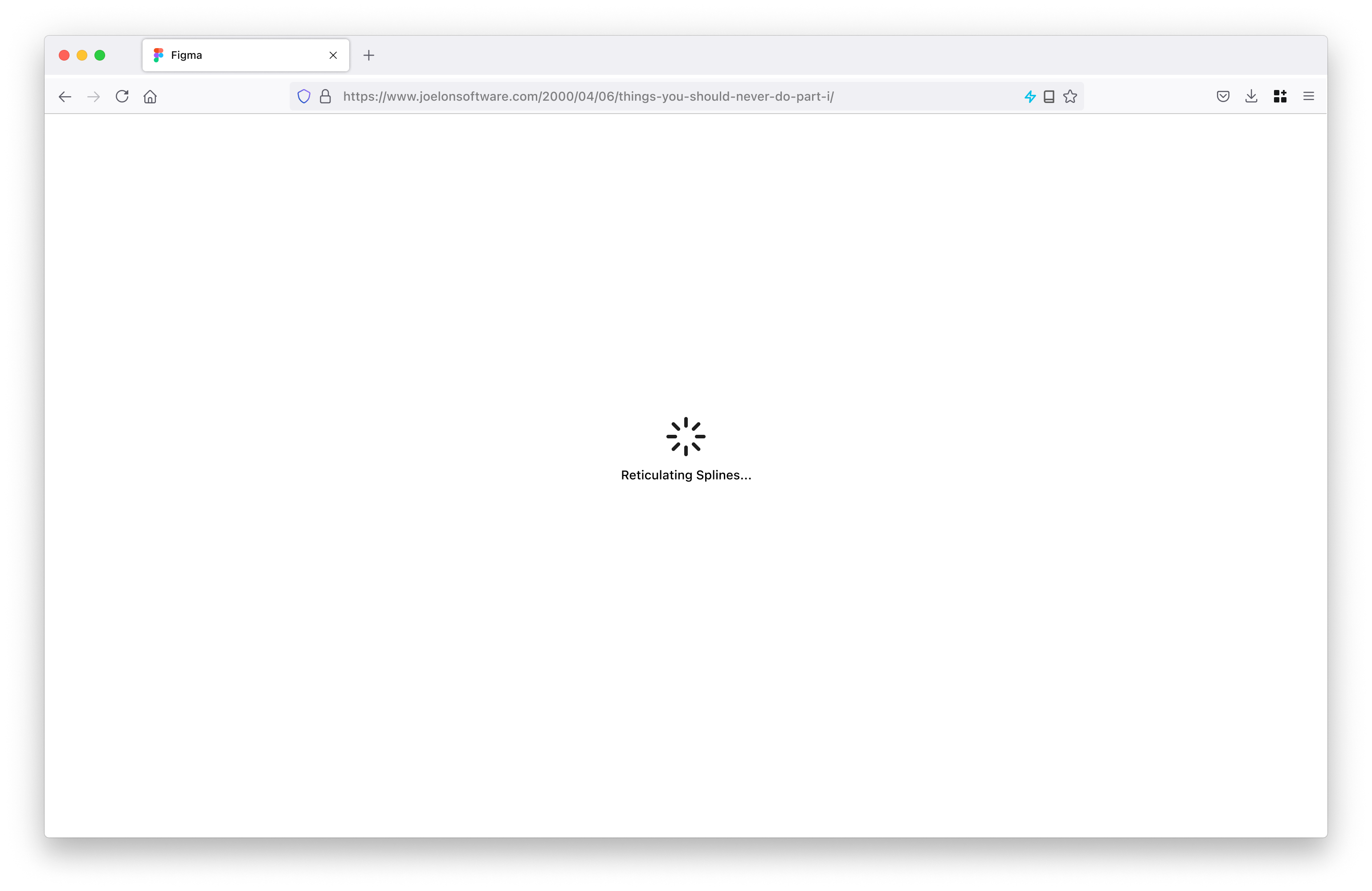 Firefox is loading a summary - the caption is reticulating splines