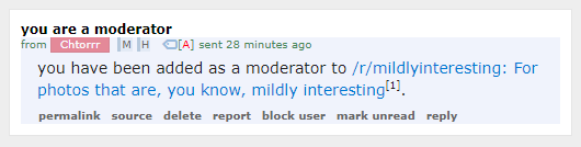 Screenshot of message sent to mildlyinteresting mods